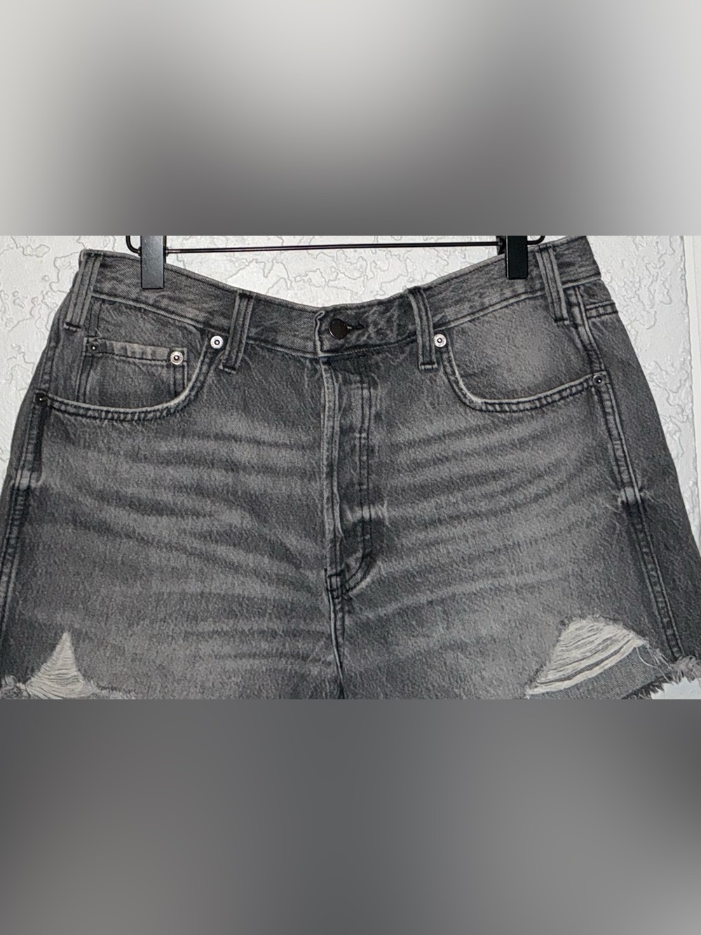 Wild Fable High Rise Mini Women's Black Distressed Denim Shorts - Picture 2 of 11